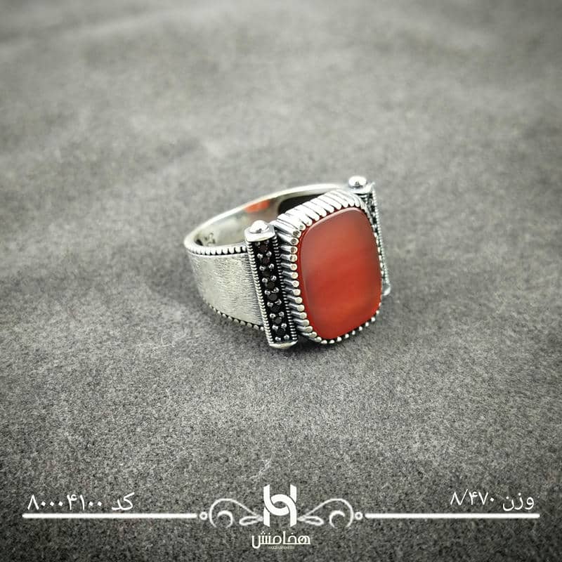 انگشتر نقره مردانه میکرومشکی طرح ترک کد 80004100