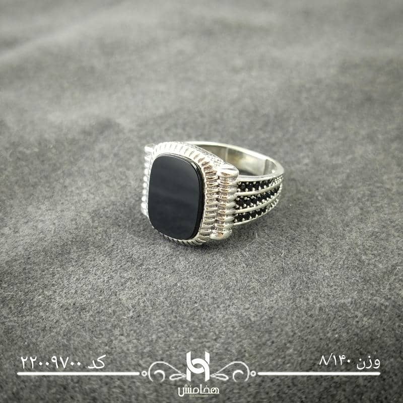 انگشتر نقره  مردانه ميکرومشکي  کد 22009700