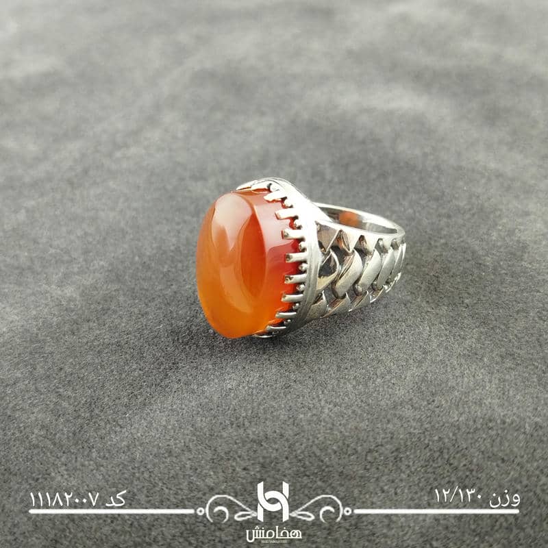 انگشتر نقره مردانه عقیق قرمز اکسید کد  11182007