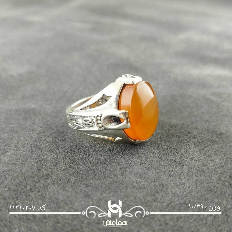 انگشتر نقره مردانه عقیق قرمز اکسید کد  11210207