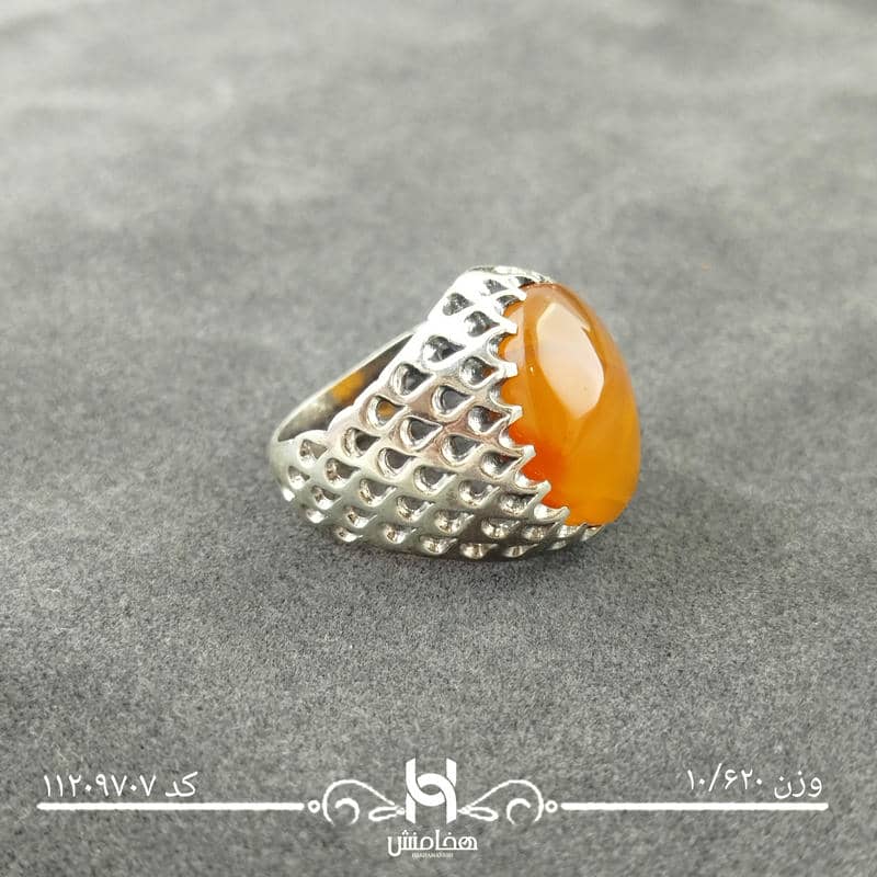 انگشتر نقره مردانه عقیق قرمز اکسید 11209707