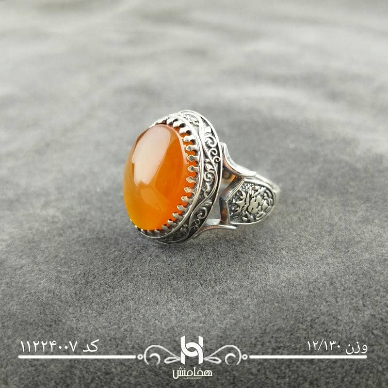 انگشتر نقره مردانه عقیق قرمز اکسید 11224007