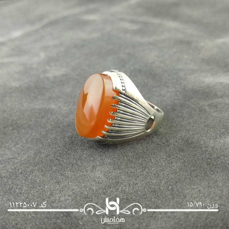 انگشتر نقره مردانه عقیق قرمز اکسید 11225007