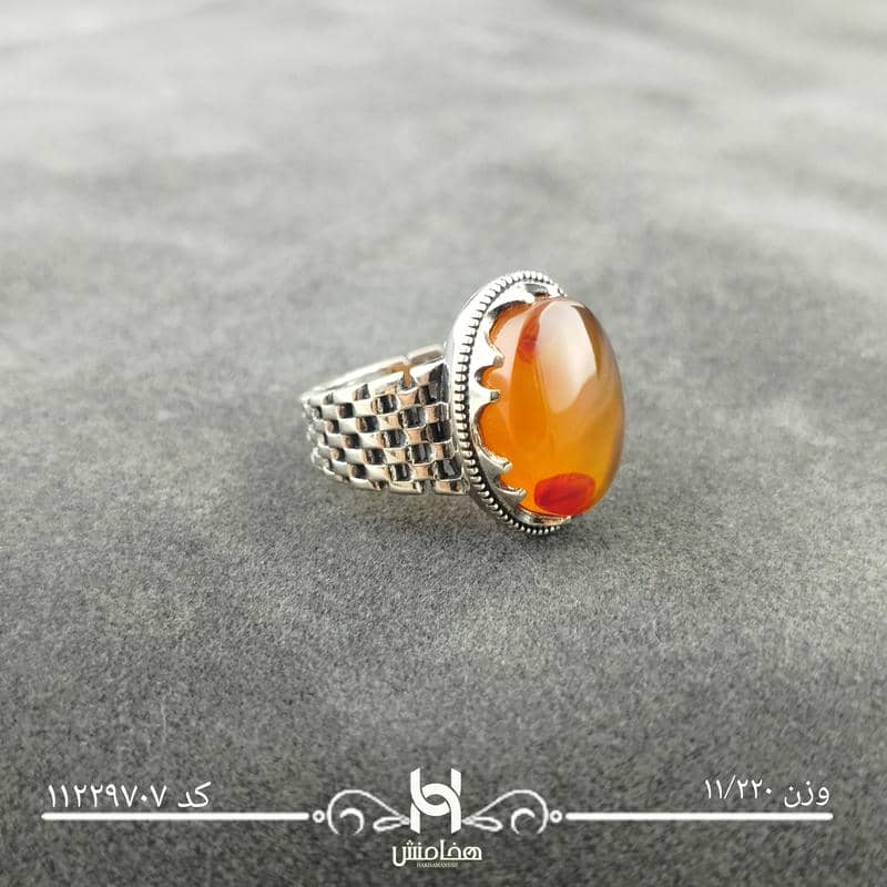 انگشتر نقره مردانه عقیق قرمز اکسید 1129707