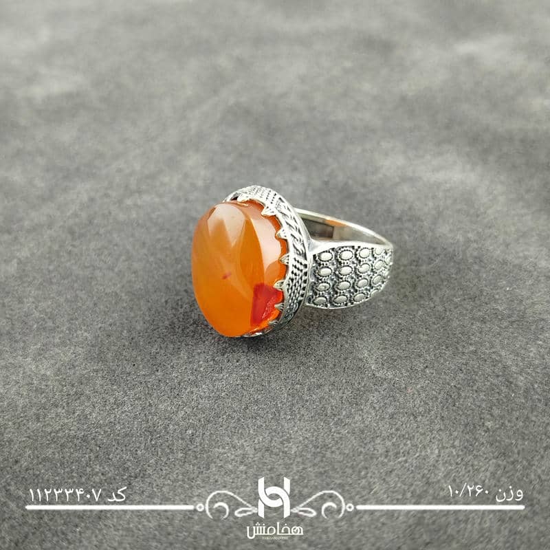 انگشتر نقره مردانه عقیق قرمز اکسید 11233407