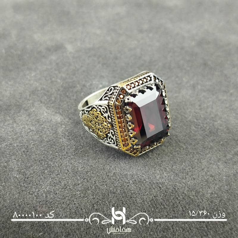 انگشتر نقره  مردانه میکرو مشکی طرح ترک 80000100