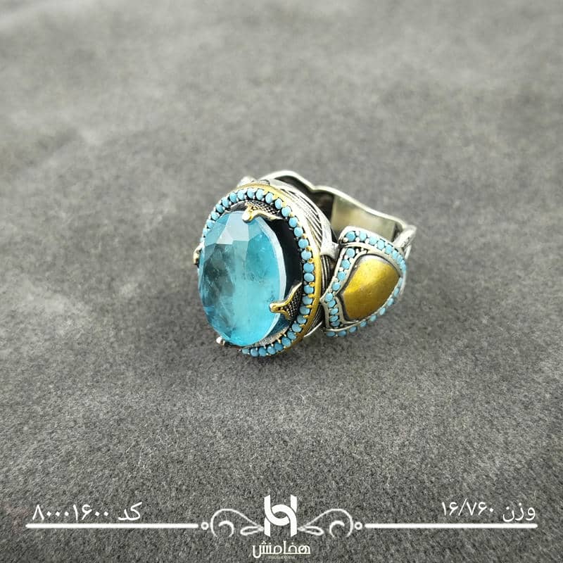 انگشتر نقره  مردانه میکرو مشکی طرح ترک 80001600