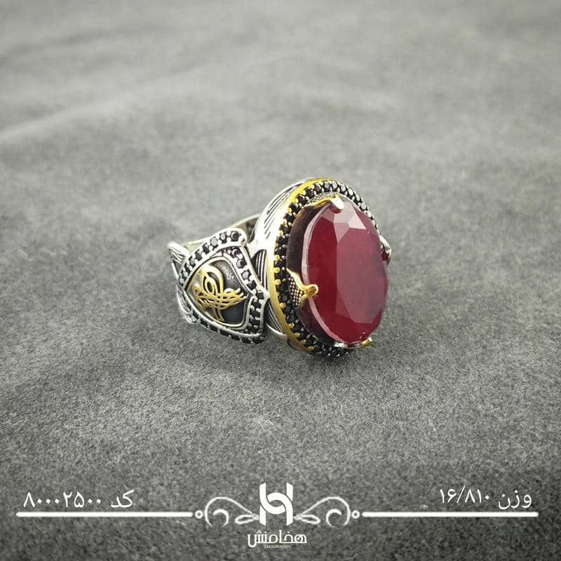 انگشتر نقره  مردانه میکرو مشکی طرح ترک 80002500