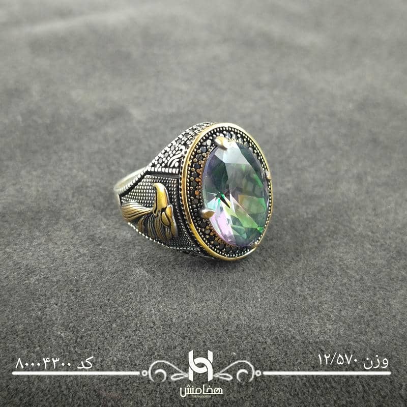 انگشتر نقره  مردانه میکرو مشکی طرح ترک 80004300