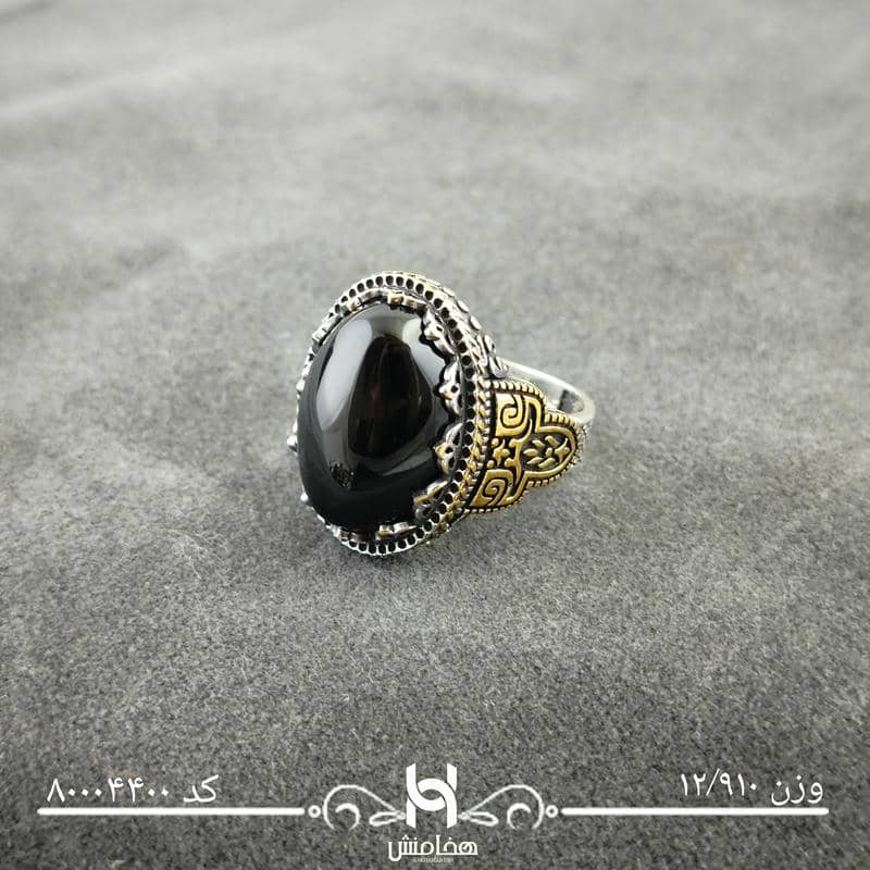 انگشتر نقره  مردانه میکرو مشکی طرح ترک 80004400