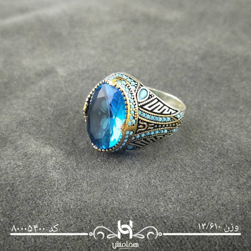 انگشتر نقره  مردانه میکرو مشکی طرح ترک 80005400