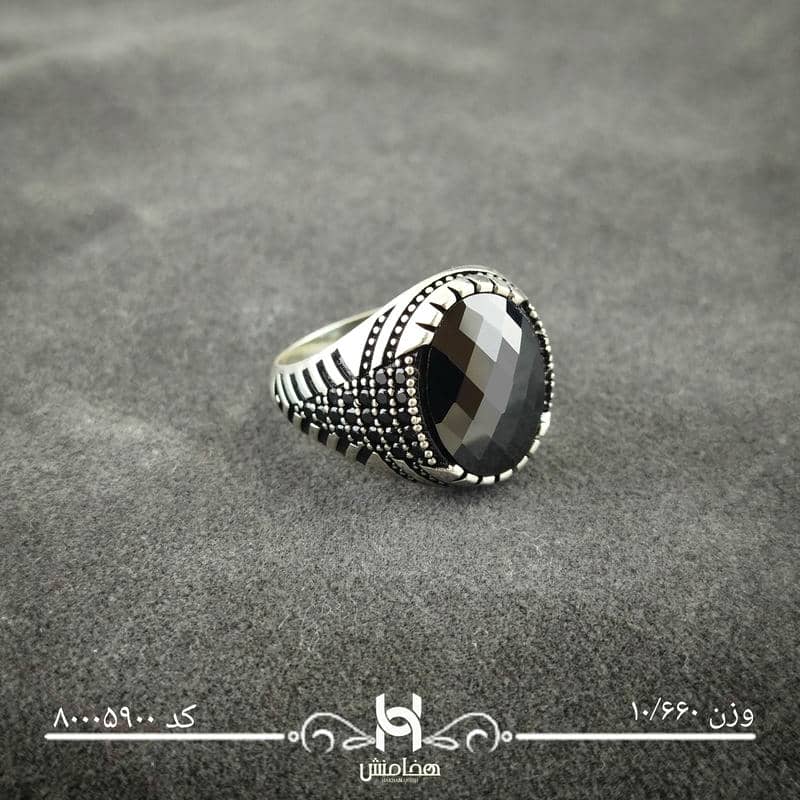 انگشتر نقره  مردانه میکرو مشکی طرح ترک 80005900