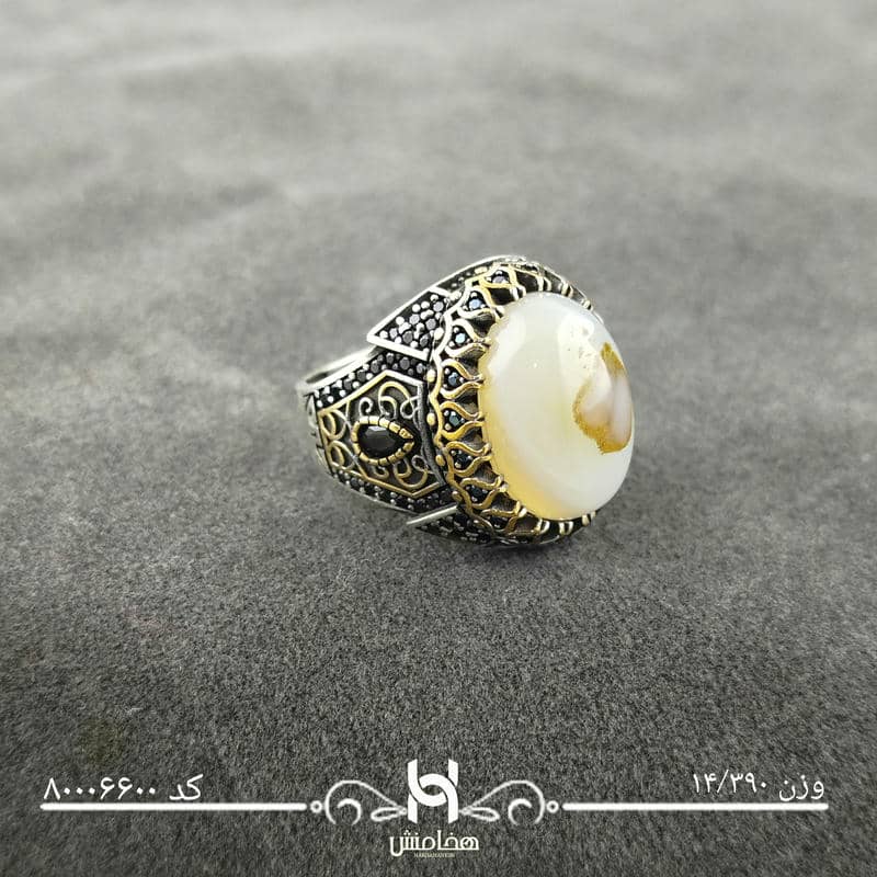 انگشتر نقره  مردانه میکرو مشکی طرح ترک 80006600