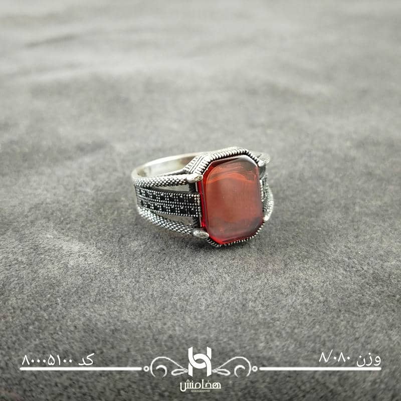 انگشتر نقره  مردانه میکرو مشکی طرح ترک 80005100