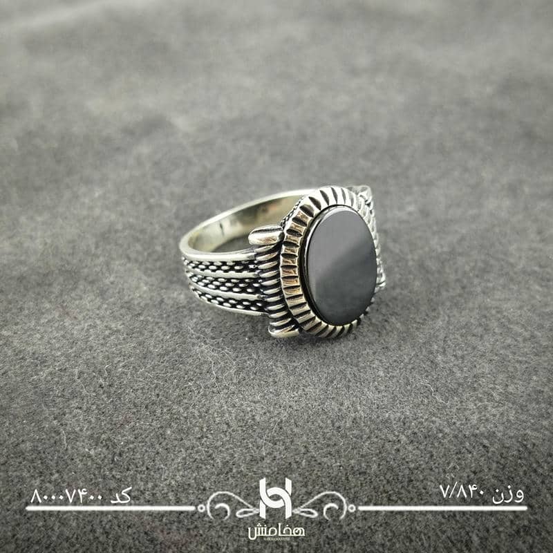 انگشتر نقره  مردانه میکرو مشکی طرح ترک 80007400