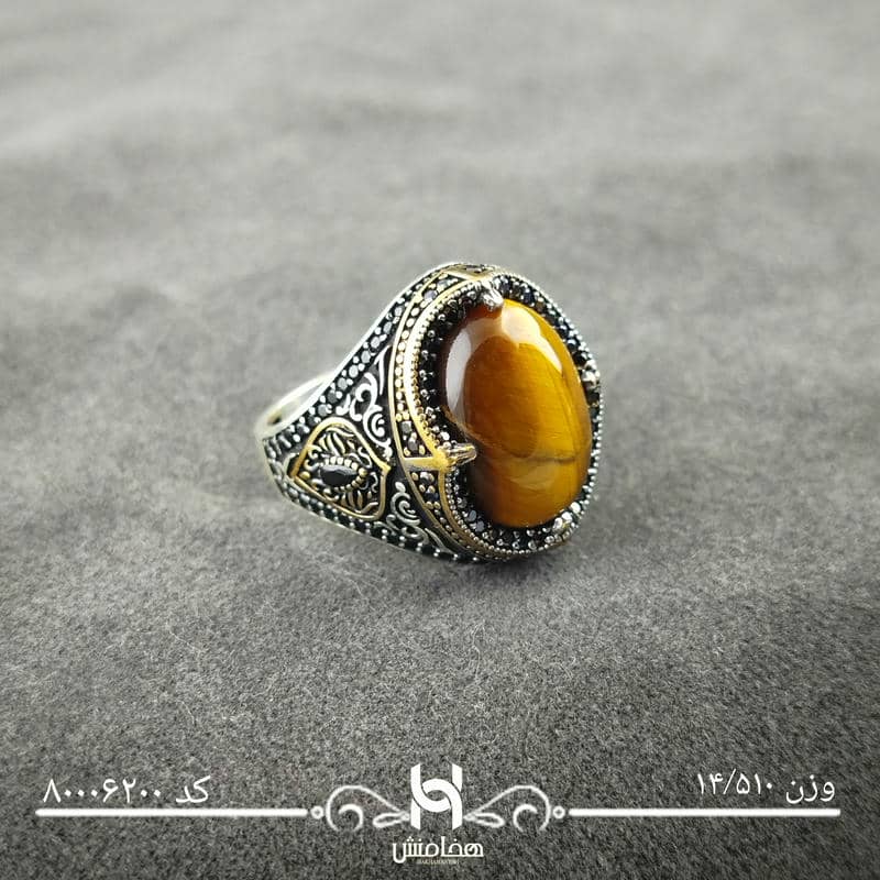 انگشتر نقره  مردانه میکرو مشکی طرح ترک 80006200