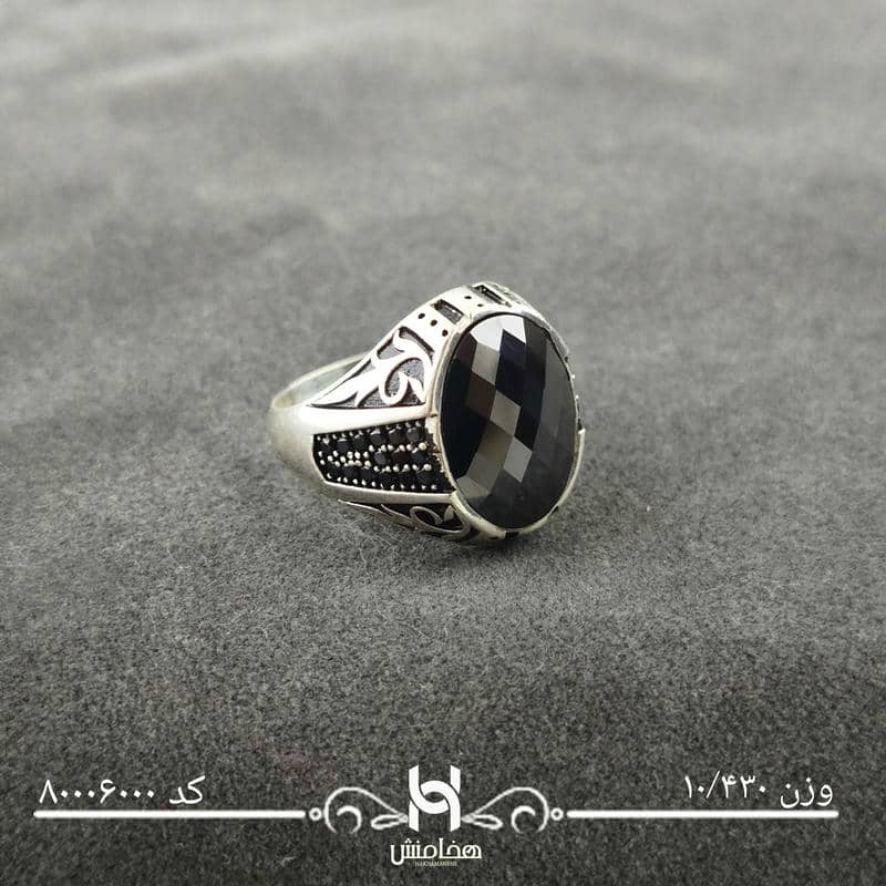 انگشتر نقره  مردانه میکرو مشکی طرح ترک 8000600