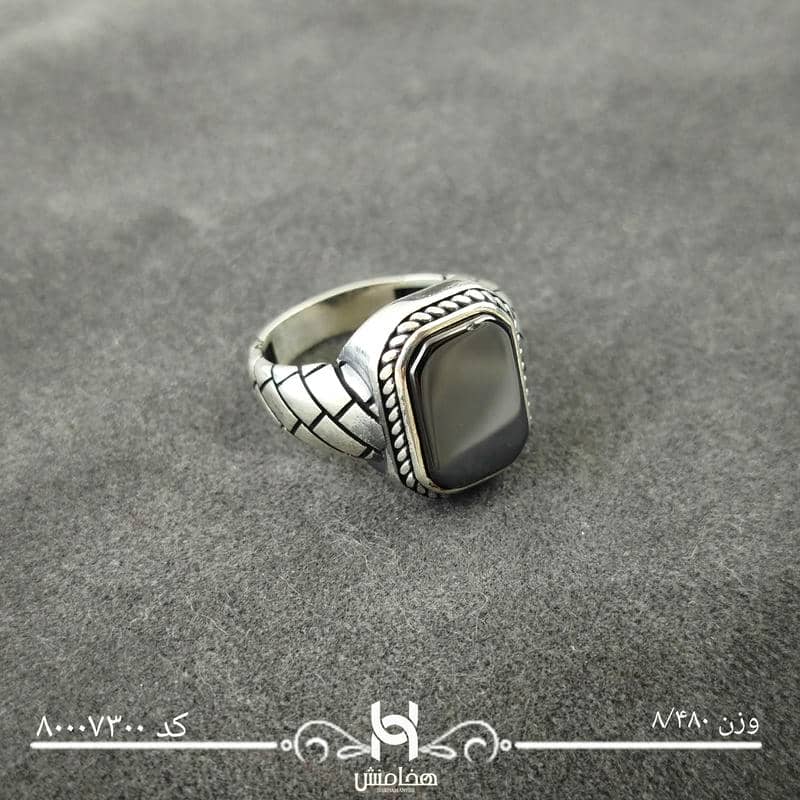 انگشتر نقره  مردانه میکرو مشکی طرح ترک 80007300