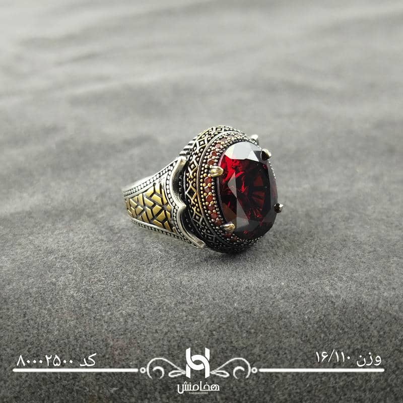 انگشتر نقره  مردانه میکرو مشکی طرح ترک 80002500