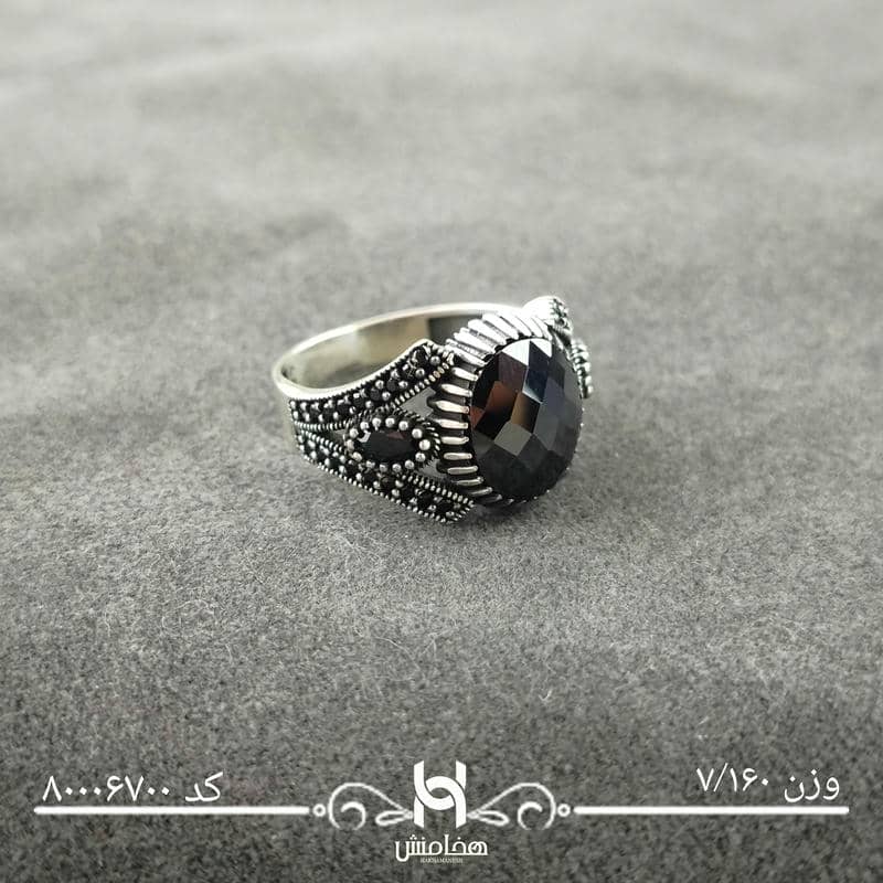 انگشتر نقره  مردانه میکرو مشکی طرح ترک 80006700