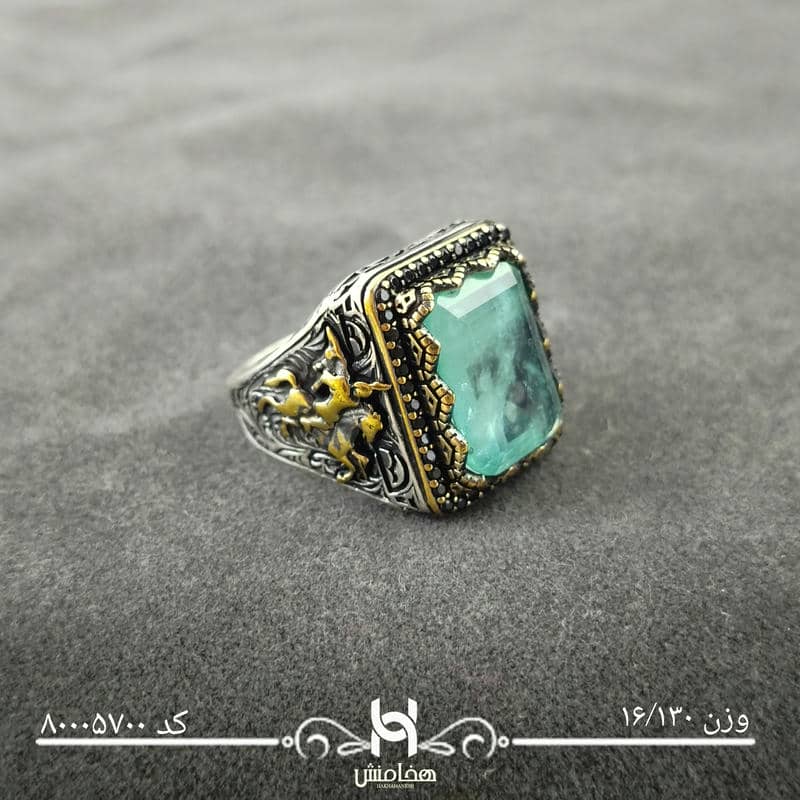 انگشتر نقره  مردانه میکرو مشکی طرح ترک 80005700