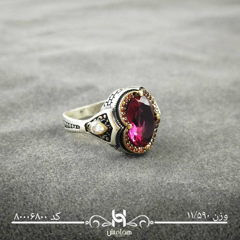 انگشتر نقره  مردانه میکرو مشکی طرح ترک 80006800