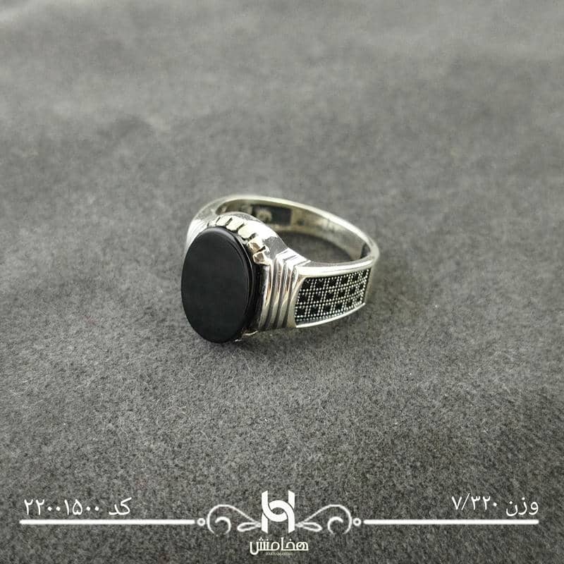 انگشتر نقره  مردانه ميکرومشکي  کد 22001500