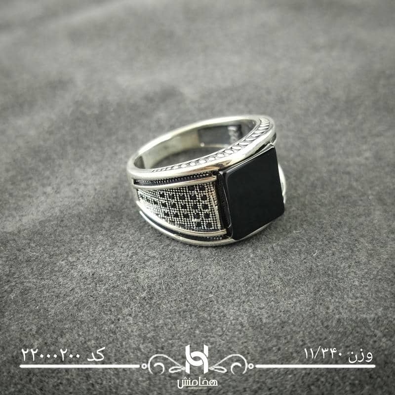 انگشتر نقره  مردانه ميکرومشکي 22000200