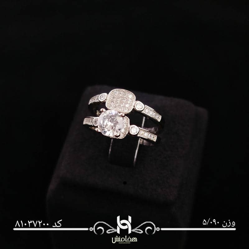 انگشتر نقره زنانه دوتکه(حلقه و پشت حلقه) کد 81037200