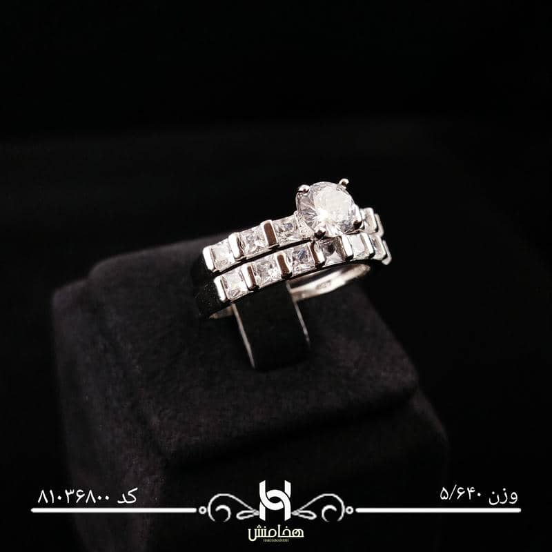 انگشتر نقره زنانه دوتکه(حلقه و پشت حلقه) کد 81036800