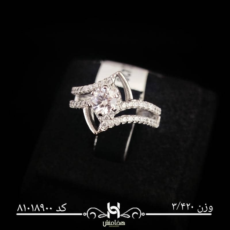 انگشتر نقره زنانه نگین کاری کد 81018900