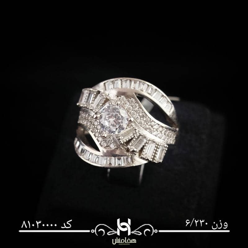 انگشتر نقره زنانه نگین کاری کد 81030000