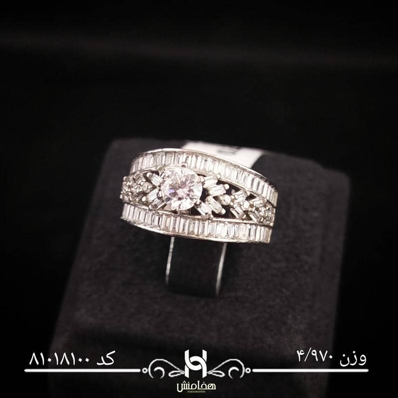 انگشتر نقره زنانه نگین کاری کد 81018100