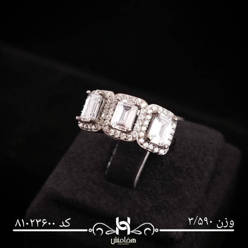 انگشتر نقره زنانه نگین کاری کد 81023600