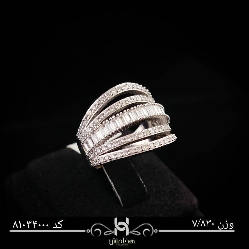 انگشتر نقره زنانه نگین کاری کد 81034000