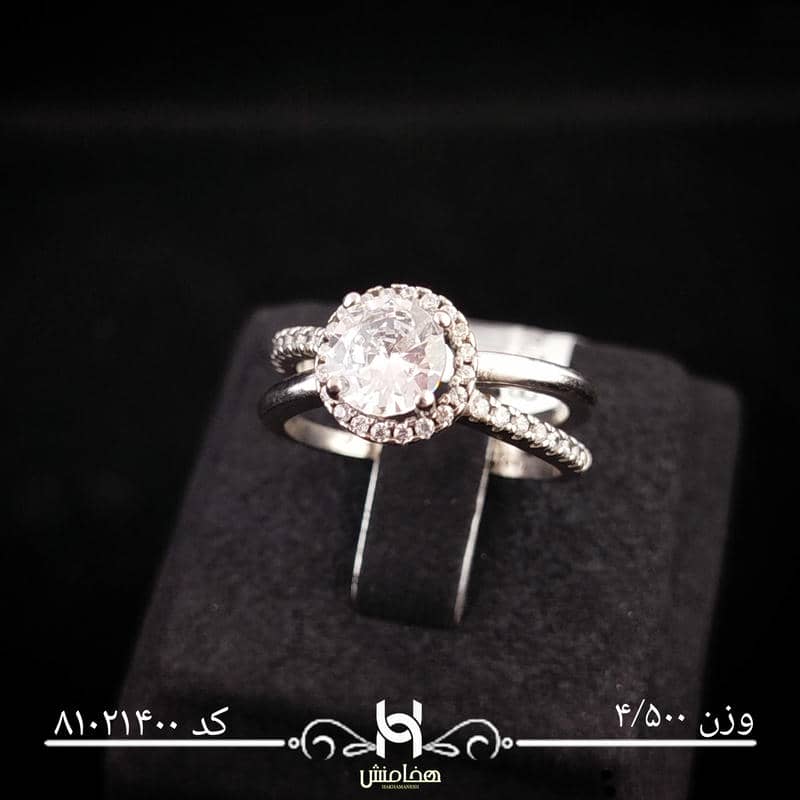 انگشتر نقره زنانه نگین کاری کد 81021400