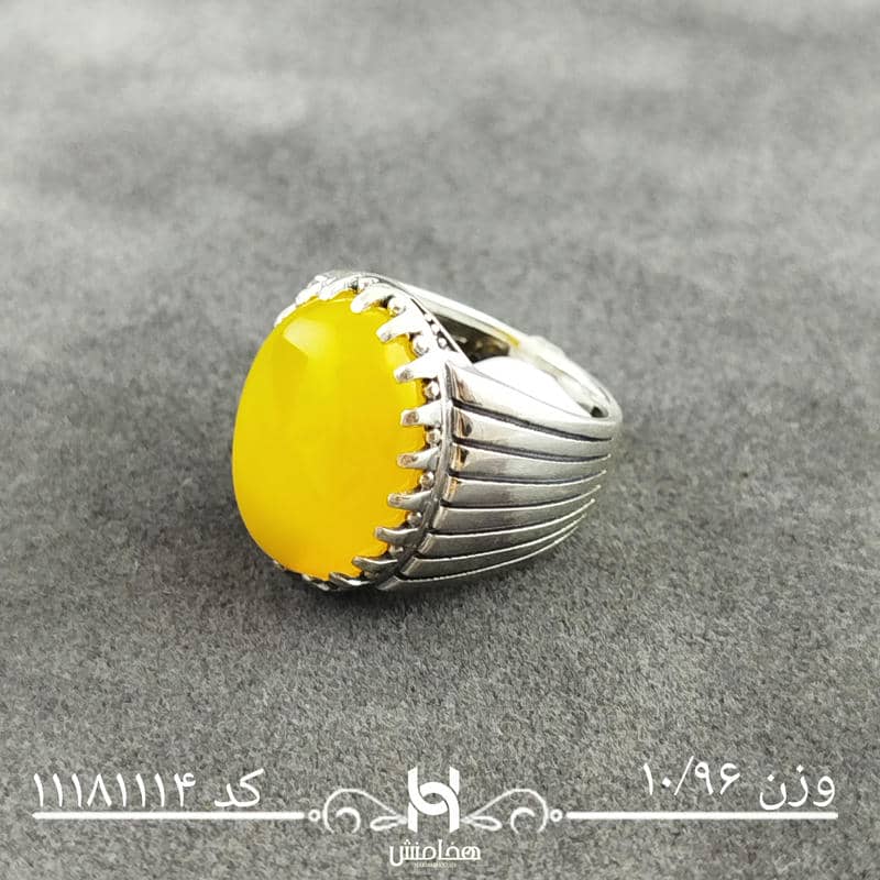 انگشتر نقره مردانه عقیق زرد کد 11181114