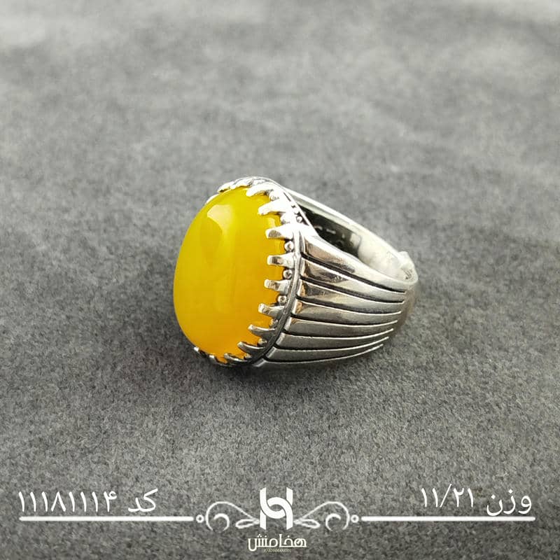 انگشتر نقره مردانه عقیق زرد کد 11181114