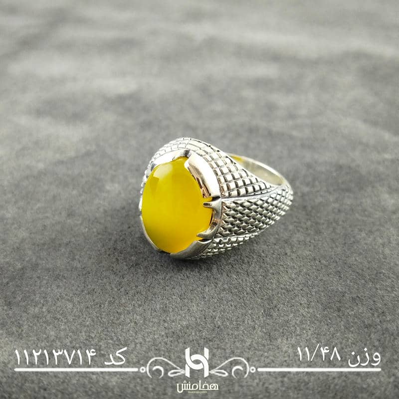 انگشتر نقره مردانه عقیق زرد کد 11213714