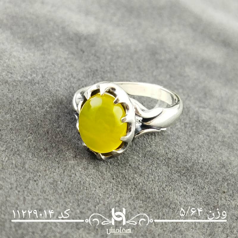 انگشتر نقره مردانه عقیق زرد کد 11229014