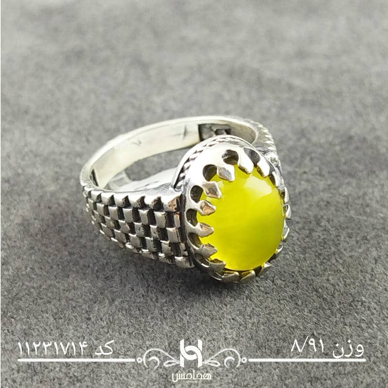 انگشتر نقره مردانه عقیق زرد کد 11231714