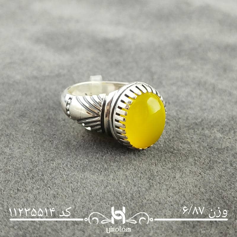 انگشتر نقره مردانه عقیق زرد کد 11235514