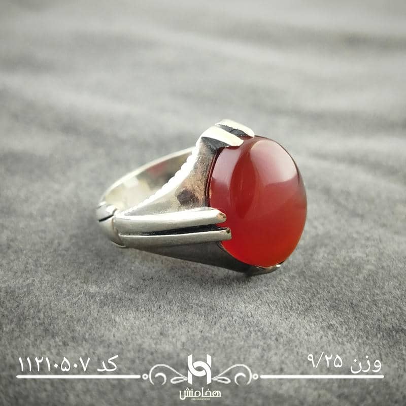 انگشتر نقره مردانه عقیق سرخ کد 11210507