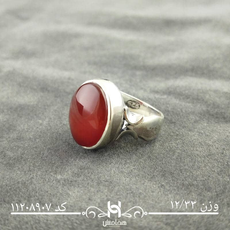 انگشتر نقره مردانه عقیق سرخ کد 11208907