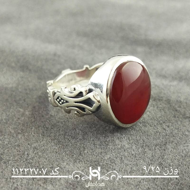 انگشتر نقره مردانه عقیق سرخ کد 11232707