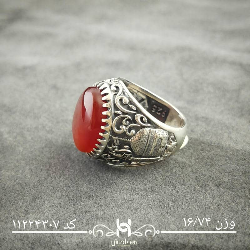 انگشتر نقره مردانه عقیق سرخ کد 11224307