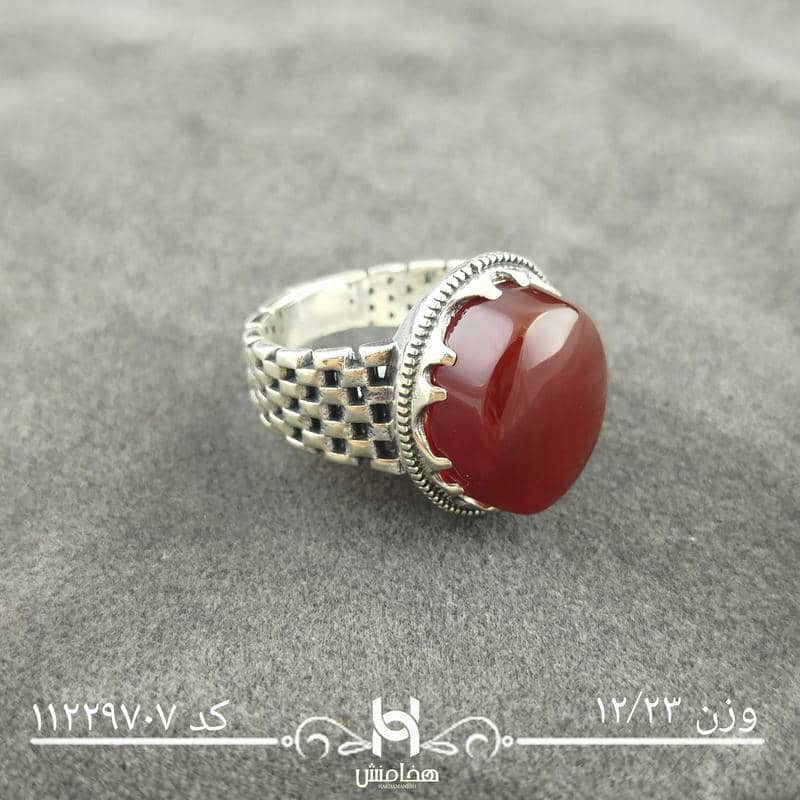 انگشتر نقره مردانه عقیق سرخ کد 11229707