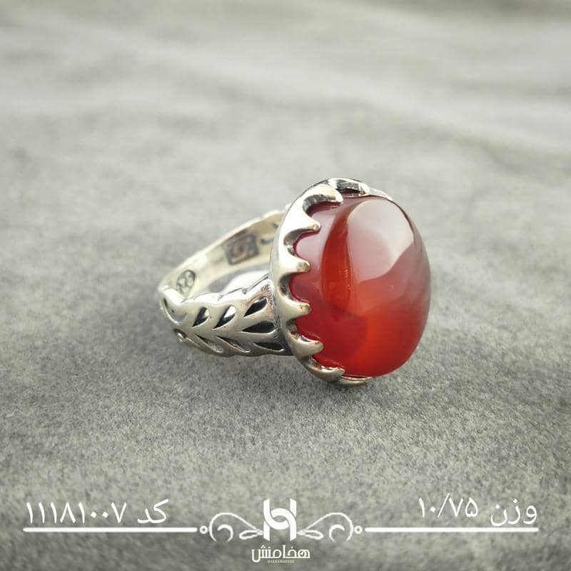 انگشتر نقره مردانه عقیق سرخ کد 11181007