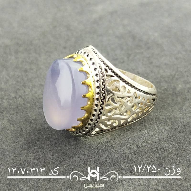 انگشتر نقره مردانه دورنگ عقیق کبود کد 12070313