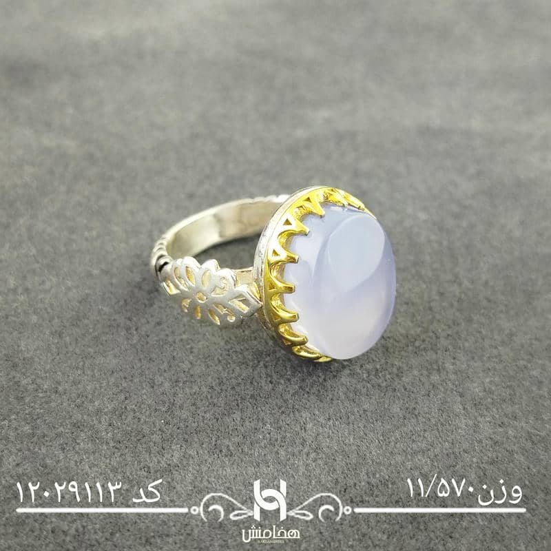 انگشتر نقره مردانه دورنگ عقیق کبود کد 12029113